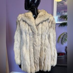 Saga Fox blue silver fox fur coat jacket size 16 or L-XL